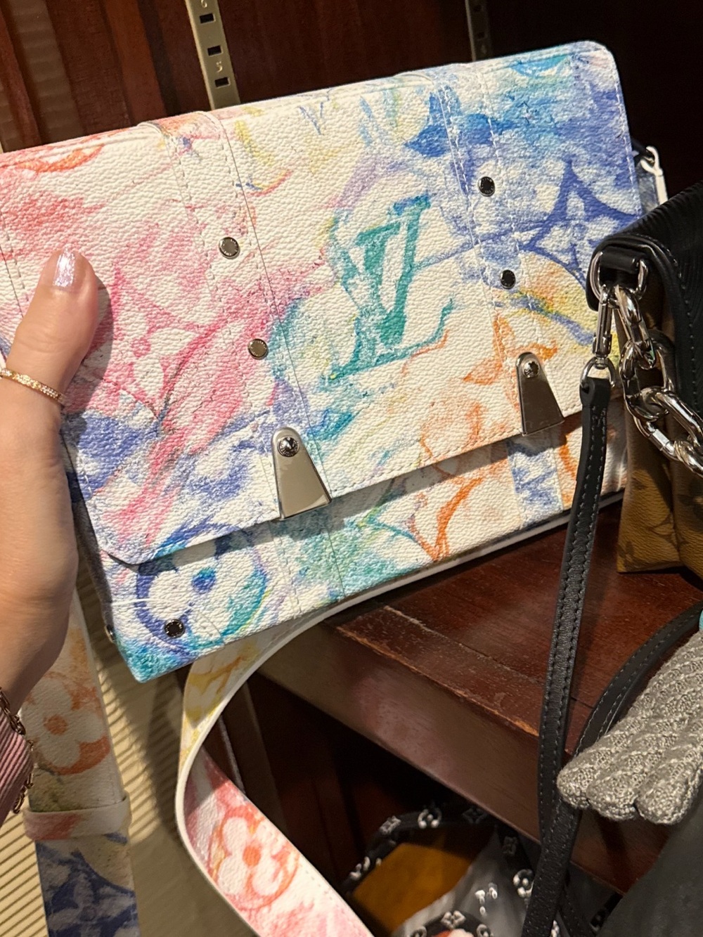 Louis Vuitton White Multicolor Pastel Watercolor Crossbody Virgil limited